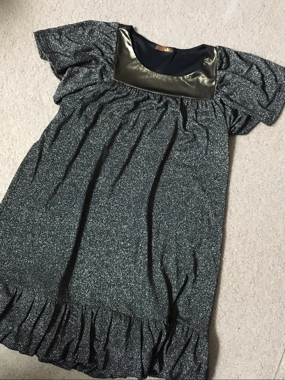 Girls Sparkle Navy Metallic-Trim Party Dress
